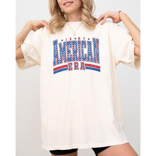 In My American Era, Retro, Patriotic, Independence Day, Concert, Music, Fourth Of July, 4th of July Tshirt, Women's Crew Neck, Crewneck
