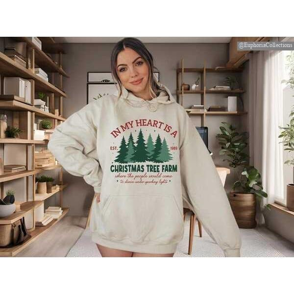 In My Heart Is A Christmas Tree Farm Sweatshirt, Hoodie, Tee, Family Cozy Christmas Holiday Hoodie Gift , Global Trending Outfits