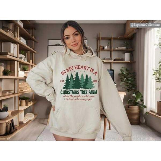 In My Heart Is A Christmas Tree Farm Sweatshirt, Hoodie, Tee, Family Cozy Christmas Holiday Hoodie Gift , Global Trending Outfits