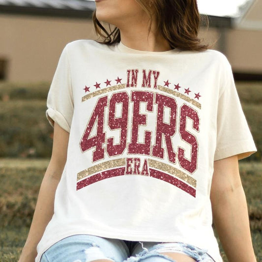 In My Niners Era Football Tshirt Football Team Color Niners Era Tee Unisex Football T-Shirts Game day Sports Tees Football Womens Tshirts Casual Cotton