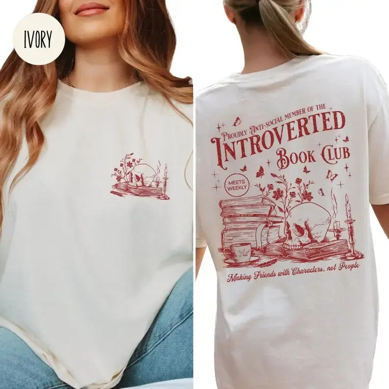 Introverted Reading Shirt for Antisocial Romance Reader and Book Lover, Gift For Introvert Vintage Distressed, Casual Comfortable Cotton Crewneck