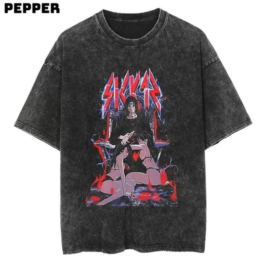 Itachi Harem Vintage Washed Shirt, Anime Shirt, Itachi Harem Merch, Itachi Harem Shirt, Anime Itachi Harem Shirt, Anime Itachi Harem Merch, Anime Graphic Tshirt, Gift For Fan Anime Top Menswear Underwear Streetwear Tropical Shortsleeve Crewneck Round Neck