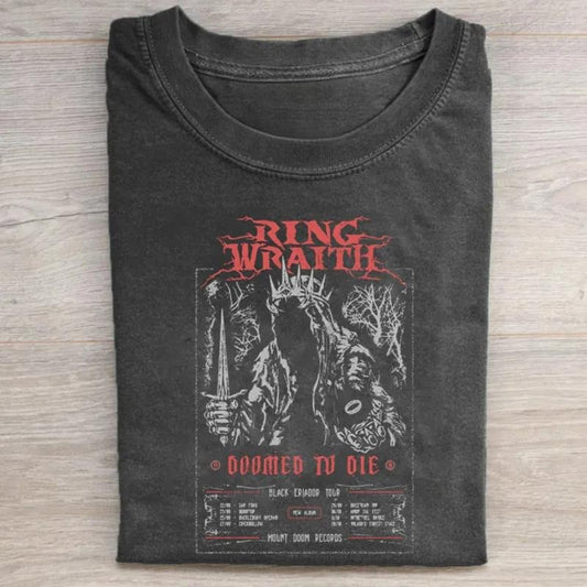 JRR Tolkien Ring Wraith Vintage LotR Graphic Tee Nazgul One Ring T-Shirt Middle Earth JRR Tolkien Black Casual Crewneck Top