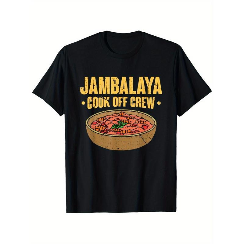 Jambalaya Cook Off Crew - Cotton Graphic Tee, Casual Fit, Machine Washable - Perfect Gift for Holidays & Casual Attire, Black Made in USA