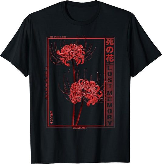 Japanese Spider Lily Soft Grunge Anime Aesthetic Flower T-Shirt | Unisex Cotton Tee Gift, Crewneck, Short Sleeve