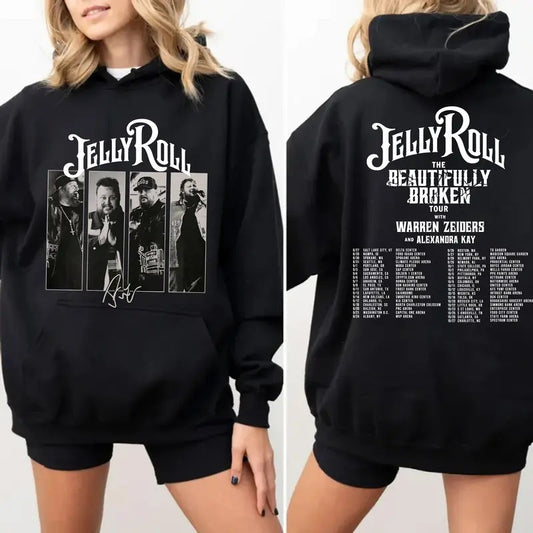 JeIIy RoII Tour Date 2 Sides Hoodie, Country Music Fans, Concert Outfit, Fan Merch, Unisex Long Sleeve Pullover Hoodie Shirt