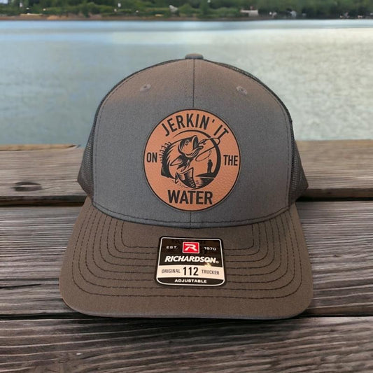 Jerkin' It On The Water Trucker Hat with Rawhide Leather Patch | Dad Hat Richardson 112