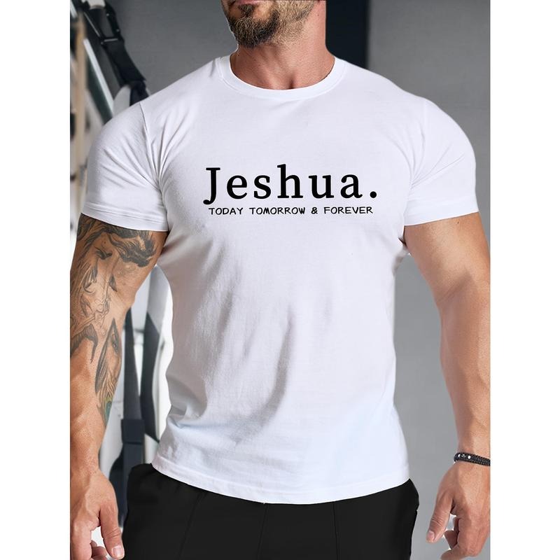 Jeshua Creative Stylish Pattern Men's Round Neck Short Sleeve Tee Fashion Regular Fit T-Shirt Top For Spring Summer Holiday Leisure Vacation Outdoor Fitness Made in USA