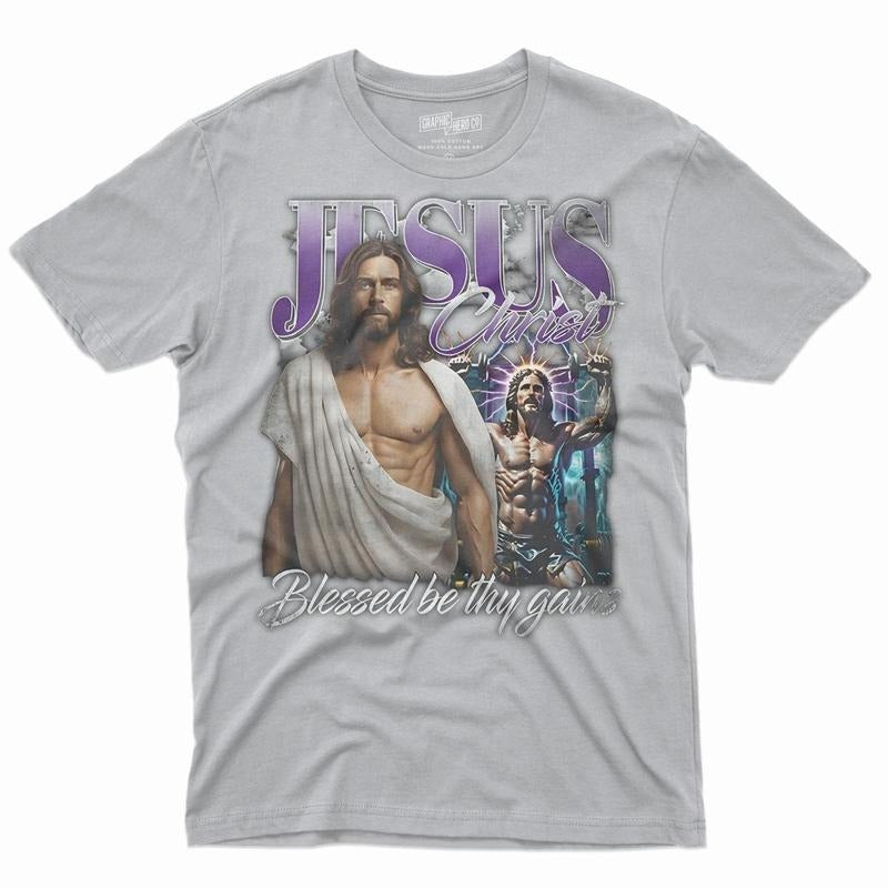 Jesus Blessed Be Thy Gains Portrait T-Shirt DRG, Graphic Men Tees