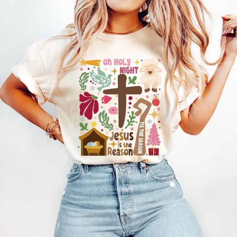 Jesus Christmas Shirt, True story Sweatshirt, Oh Holy Night , Christian Christmas , Tis The Season , Jesus is the reason ,Boho jesus Tee