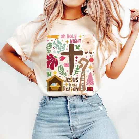 Jesus Christmas Shirt, True story Sweatshirt, Oh Holy Night , Christian Christmas , Tis The Season , Jesus is the reason ,Boho jesus Tee