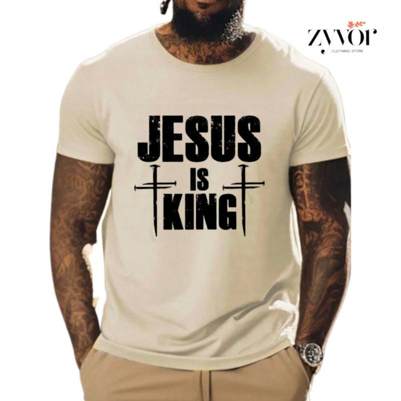 Jesus Is King Shirt Casual Style Crew Neck Short Sleeve T-Shirt Tops Trendy for Unisex, Perfect Gift