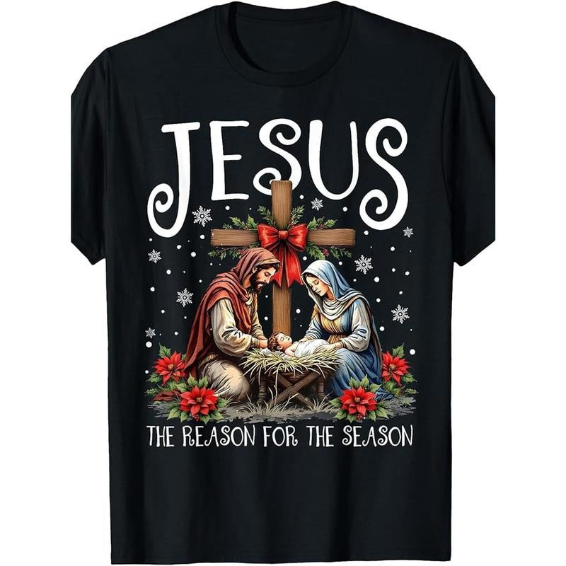 Jesus Is The Reason" Vintage-Inspired Cotton T-Shirt for Men - Crew Neck, Short Sleeve, Perfect for All Seasons Made in USA