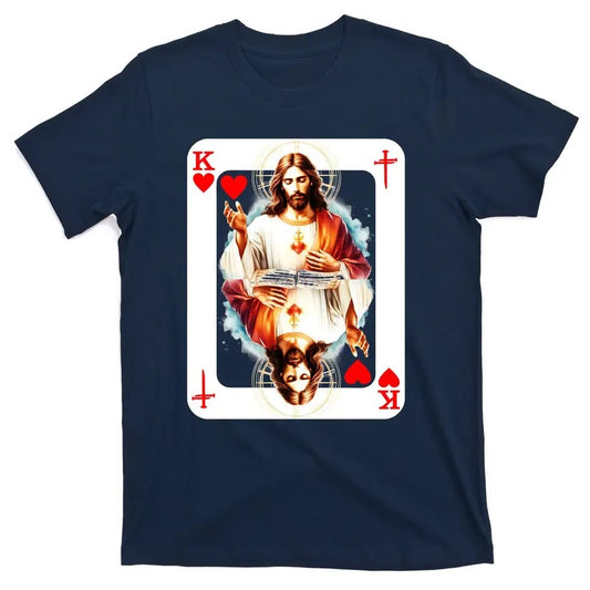 Jesus King Of Hearts Christian Sacred Heart Of Jesus Christ 3 Nails Cross T-Shirt Redeemed Collection