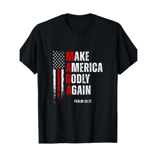Jesus Make America Godly Again American Patriot Christian T-Shirt - 220g made in usa