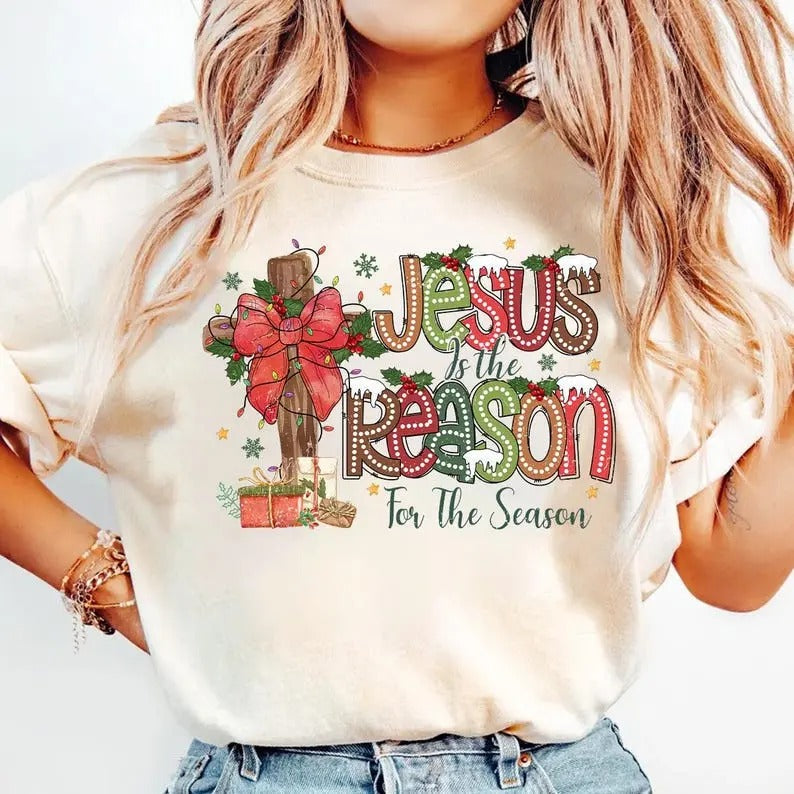 Jesus The Reason For The Season, Faith Christmas, Merry Christmas, Jesus Christmas, Christian Christmas Tshirtstyle{n002}2