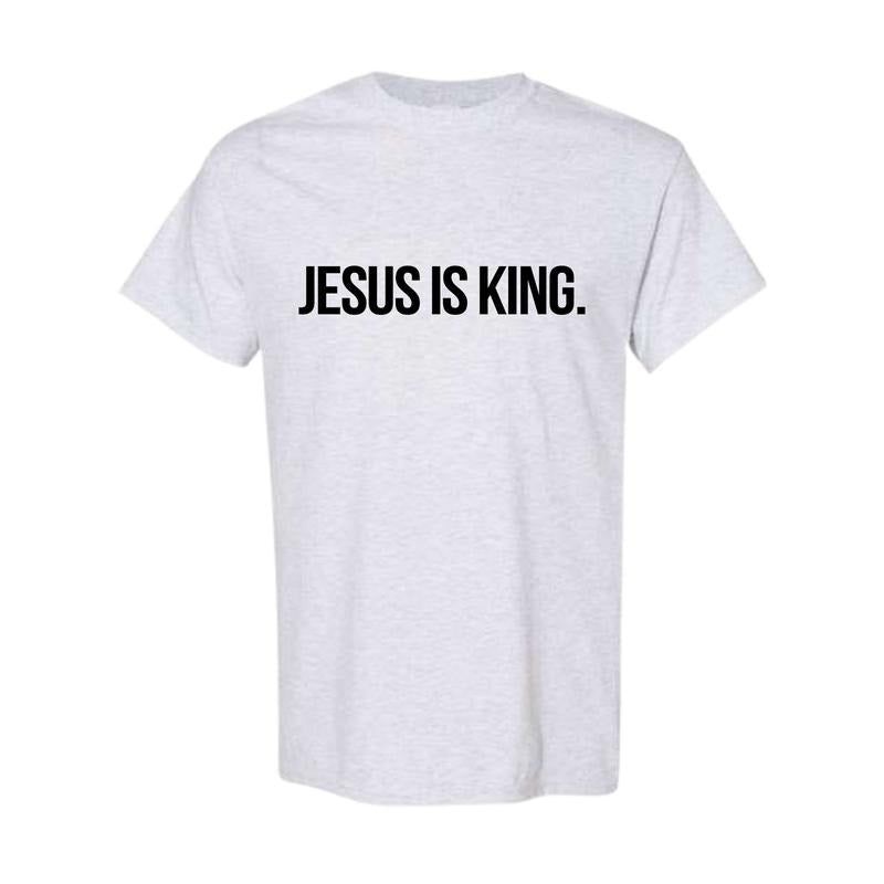 Jesus is King T-shirt, Men's Easter Slogan Print Round Neck Tee, Summer Clothes, Comfort Classic Menswear, Men's Clothes for Daily Streetwear, Full Color, Full Size
