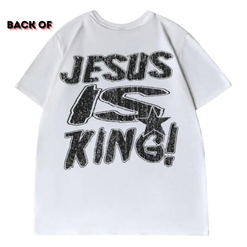 Jesus is King Vintage Faith Over Fear Graphic Tees, Crew Neck, Size S- 3XL, Menswear Top, Womenswear Top Underwear Streetwear A6