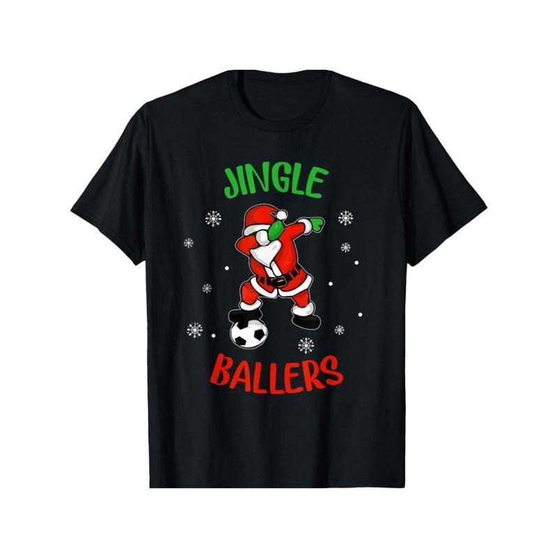 Jingle Ballers Tshirt Christmas Soccer Santa Football T-Shirt Christmas Gift Birthday for Dad Mom Present made in usa