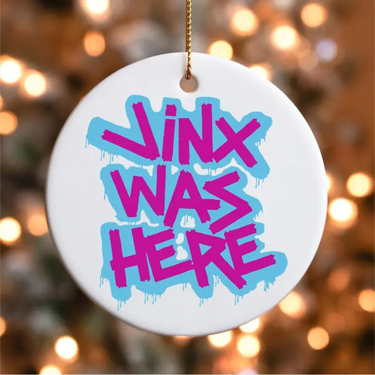 Jinx Was Here Graffiti Ceramic Ornaments, League of Legends, Arcane, Holiday Gift