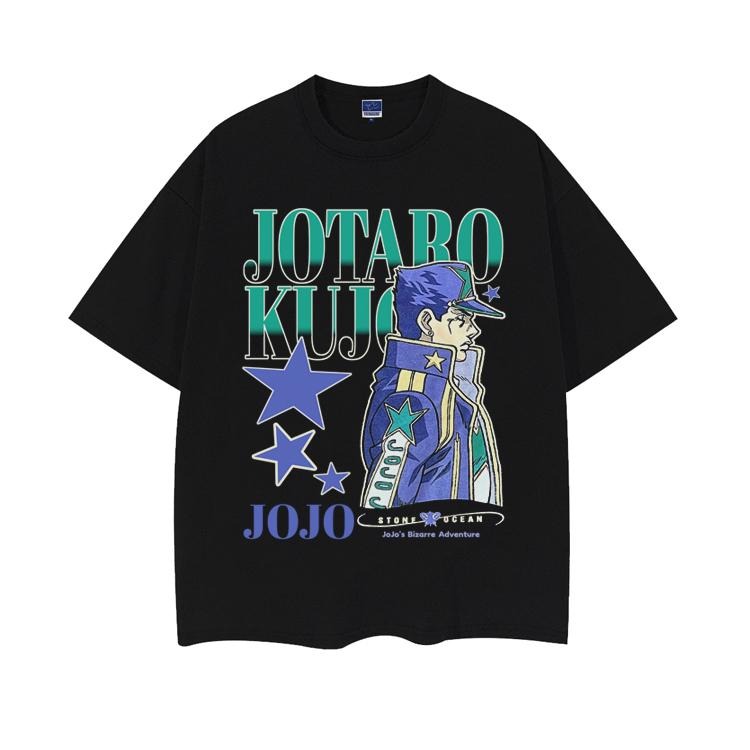 JoJo's Bizarre Adventure "White Jotaro" Heavyweight Vintage Tee 100% Cotton OVERSIZED Anime T-shirt Menswear Top vintage t-shirts anime clothing Casual Streetwear Black Baggy Crewneck Crew Necks Tshirt Gamis Tropical Shortsleeve