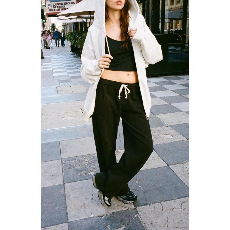 John Galt Women's Black Anastasia Waffle Knit Sweatpants