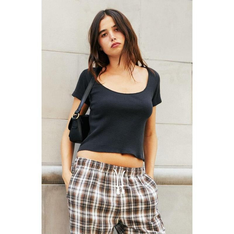 John Galt Women's Black Mckenna Short Sleeve Top