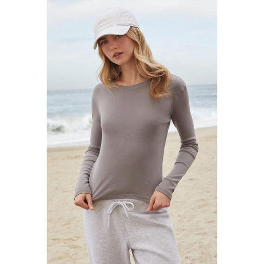 John Galt Women's Gray Ainsley Long Sleeve Crop Top