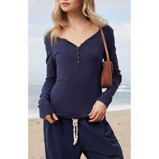 John Galt Women's Navy Zelly Long Sleeve Top