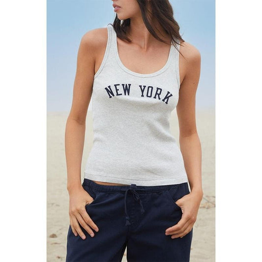 John Galt Women's New York Embroidered Beyonca Tank Top - Multicolor