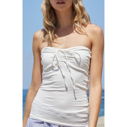 John Galt Women's White Amelia Cinched Tube Top