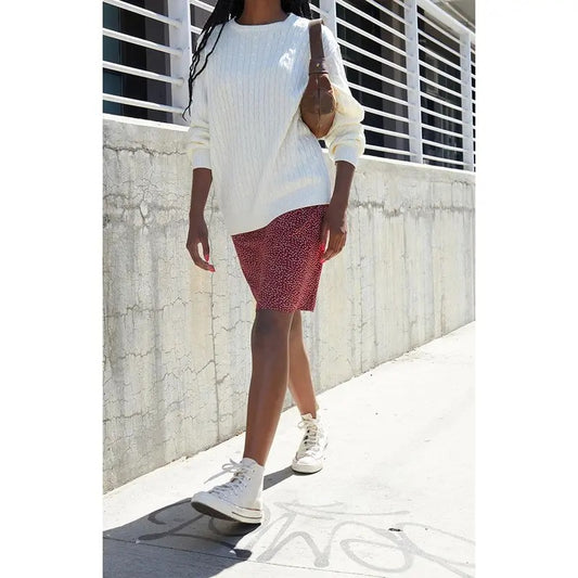 John Galt Women's White Cable Knit Brianna Sweater