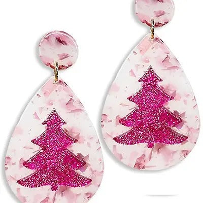 Jolly Glitter Christmas Tree Earrings
