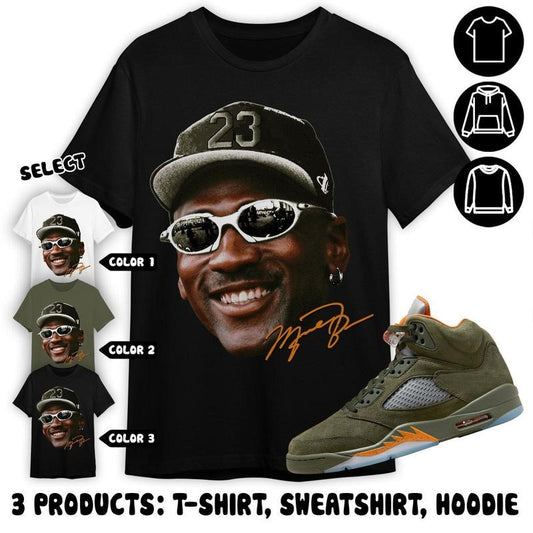 Jordan 5 Olive Unisex Shirt Head MJ, Shirt To Match Sneaker Color Military Green
