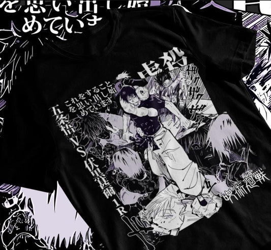 Jujutsu Kaisen Fushiguro Toji T-shirt Anime Horror Black White Short Sleeve Tee Menswear Top