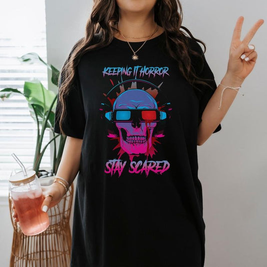Keeping it horror Stay Scared Shirt Horror Halloween Movies Tshirt Halloween Party Shirt