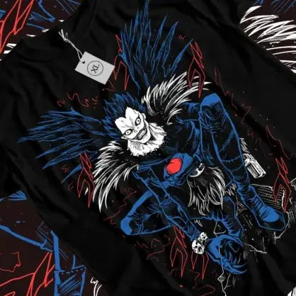 Kira Ryuk T-Shirt Death Note Horror Anime Black Graphic Tee Gifts Shirt All Size