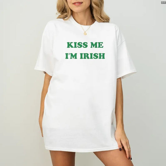 Kiss Me I'm Irish Shirt, St Patricks Day Baby Tee, Y2K Coquette Baby Tee, Retro Crewneck, Gift For Lovers,, Trendy Top