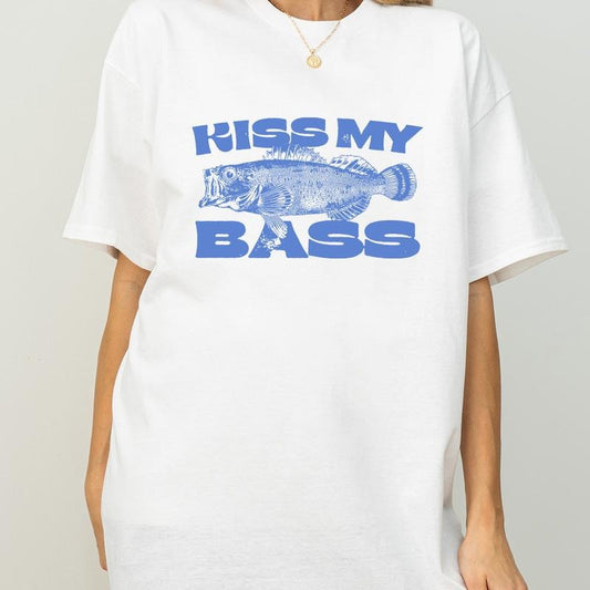 Kiss My Bass T-Shirt, Vintage Fishing Shirt, Funny Fishing Tee for Dad and Mom, Gift for Father's Day and Mother's Day, Retro Outdoor Shirt women