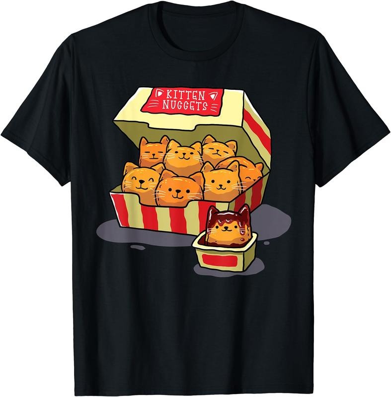 Kitten Nuggets Food Pun Cat Lover Gift Chicken Nuggets T-Shirt