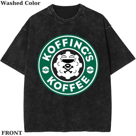 Koffing's Koffee Vintage Graphic Tee, Pokemon T-Shirt, PKM Shirt, Anime Funny Shirt, Vintage Tee Streetwear Shortsleeve Printed Womenswear Top