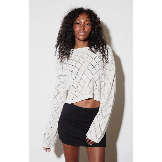 LA Hearts Women's Isla Open Knit Cropped Sweater