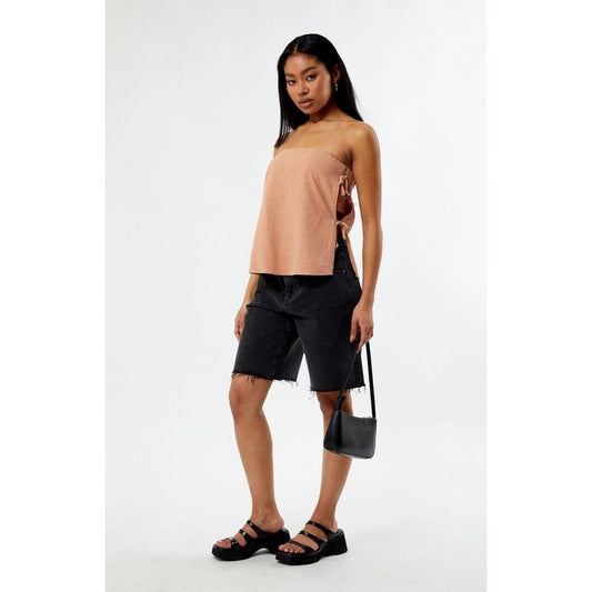 LA Hearts Women's Lace-Up Bow Tube Top