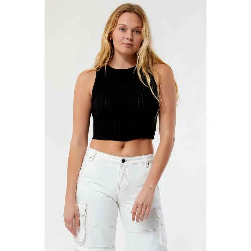 LA Hearts Women's Phoebe Knit High Neck Tank Top