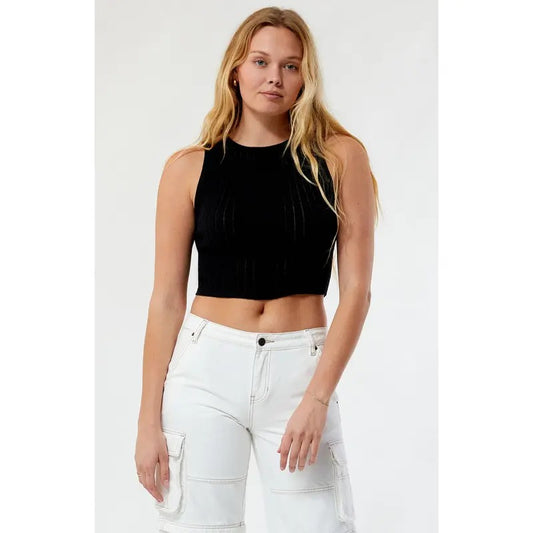 LA Hearts Women's Phoebe Knit High Neck Tank Top