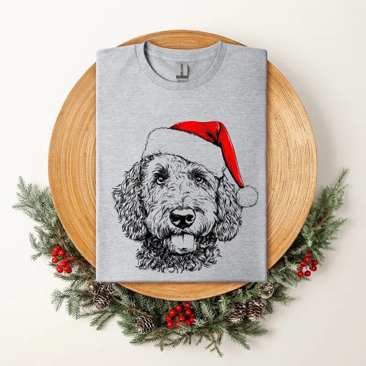 Labradoodle, Santa, Dog, Christmas, Dog Lover, Pet T-Shirt, Soft Style Tee, Women's Graphic Tshirt