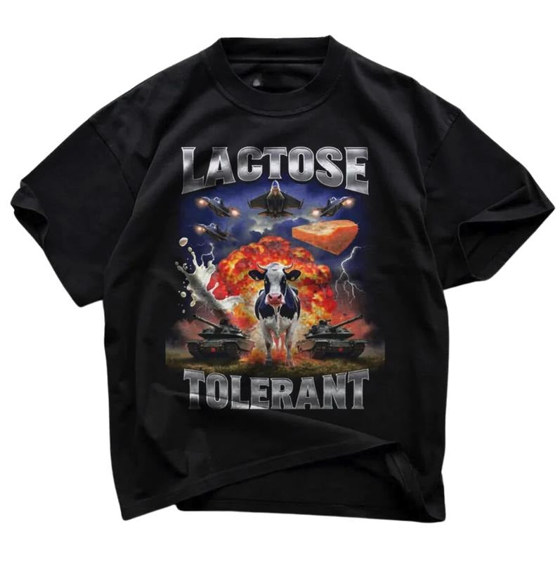 Lactose Tolerant Vintage Bootleg T-Shirt, Retro Milk 90s Funny Graphic Shirt, Funny Shirts For Friends, Y2k Unisex Baggy Shirt, Meme Shirts