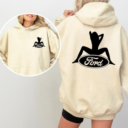 Lady Car Hoodie , Stylish Car Graphic Tee for Women, Casual Motorsports Apparel, Perfect Gift for Car Enthusiasts, Heavyweight Cotton Hoodie, Gift For Him, For Her