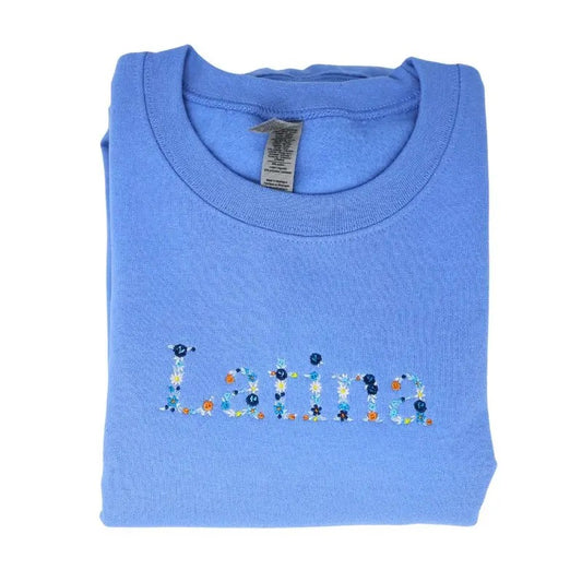 Latina Embroidered Flower Sweatshirt, Latina Sweatshirt