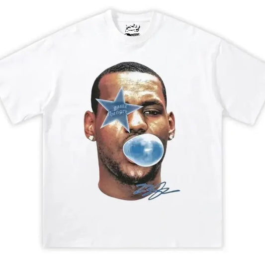Lebron James Bubble Gum Blue Boxy Cotton Tee Shirt
